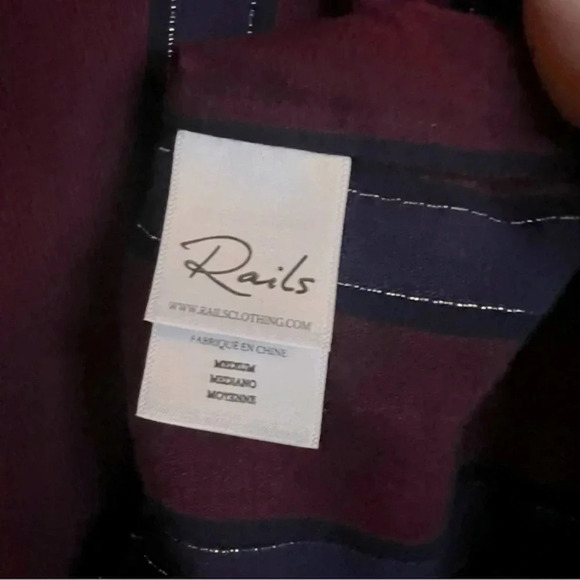 Rails Sloane Janeiro Striped Tie-Front Long Sleeve Top Size Medium - Picture 7 of 9